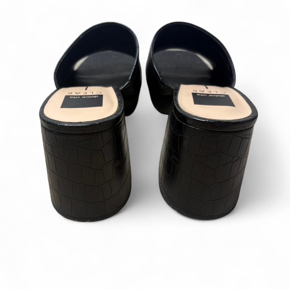 Dolce Vita Black Croc Block Heel Sandals | Square Toe Y2K Slides Sz 10 - Picture 5 of 6
